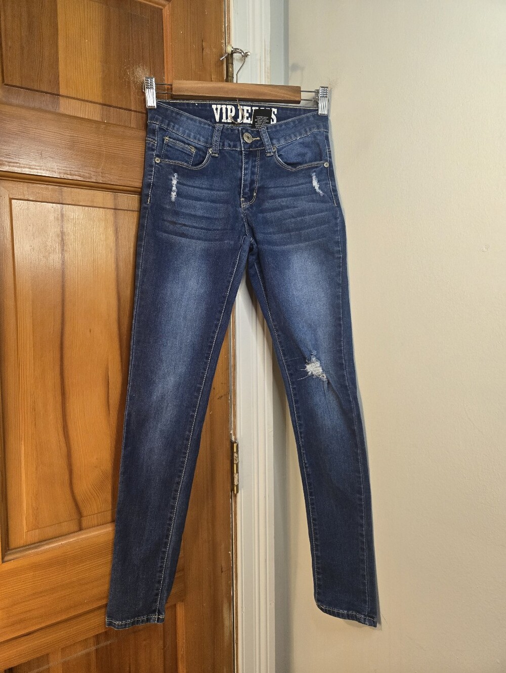 VIP Dark Blue Skinny Jeans with Subtle Distress